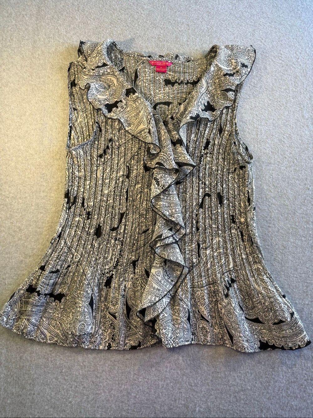Y2K vintage whimsigoth Sunny Leigh sleeveless plissé pleated blouse 1X